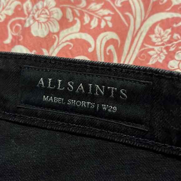ALLSAINTS Mabel black denim high waist cut off frayed hem shorts 29 like new - Picture 3 of 6